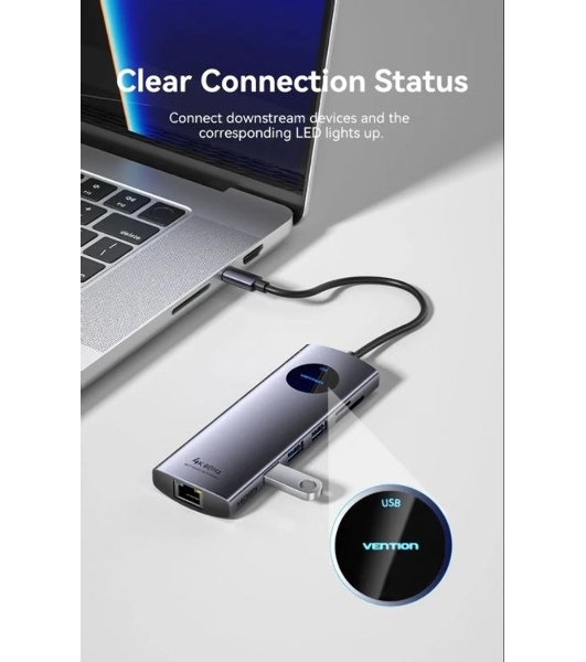 USB-концентратор Vention TQUHB, USB Type-C, USB 2.0/HDMI/RJ-45/SD/USB 3.0, USB Type-C