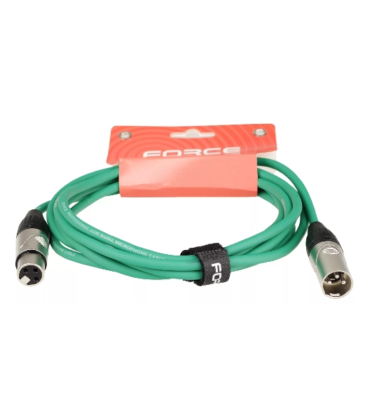 Микрофонный кабель FORCE FMC-05/3 GR XLR (F) -XLR (M), разъемы с никелевым корпусом и посеребренными контактами, 3 м, цвет зелёный