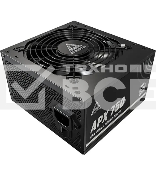 Блок питания Montech APX 750 (XWYA11-750W) 750 Вт, 80 PLUS WHITE, 120 мм, немодульный, чёрный