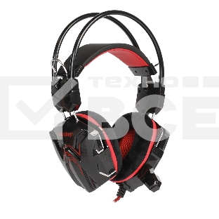 Гарнитура проводная игровая RUSH COBRA, динамики 40мм, велюровые амбушюры, черный/красный (SBHG-1300)