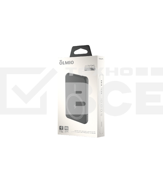 Портативный аккумулятор OLMIO QM-06, 5000mAh, 20W Type-C PD, MagSafe 15W, Soft-Touch, серый