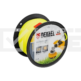 Леска для триммера Denzel квадрат, 4,0мм х 62м, на DIN катушке FLEX CORD