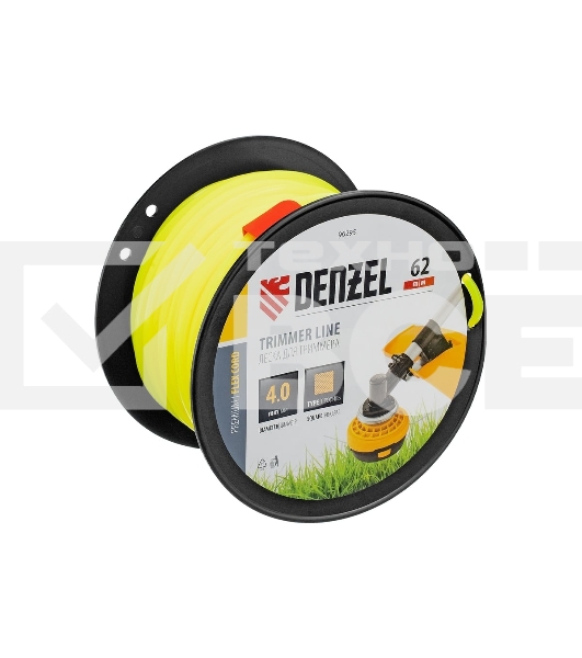 Леска для триммера Denzel квадрат, 4,0мм х 62м, на DIN катушке FLEX CORD
