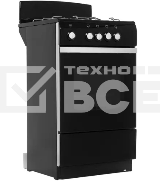 Плита газовая De Luxe 5040.38Г (Щ) черный, конфорок 4 шт, духовка 43 л, 50 см x 85 см x 50 см