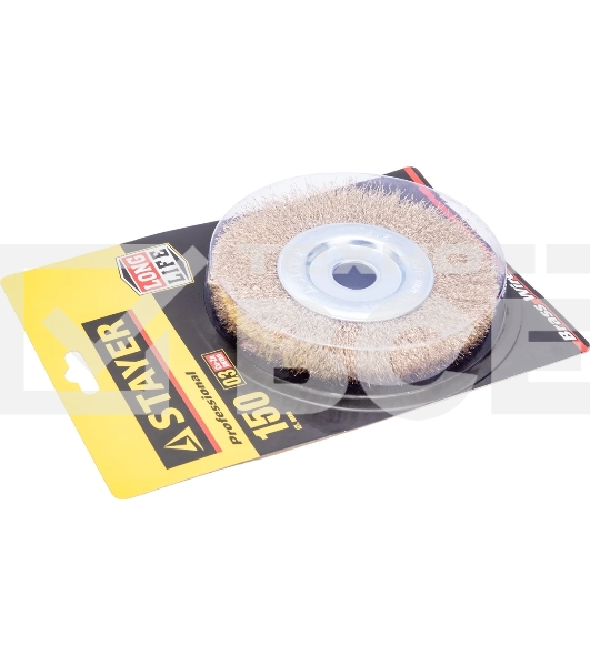 Кордщетка STAYER PROFESSIONAL 35122-150 д/УШМ витая стальная латун.проволока 0.3мм 150мм/22мм