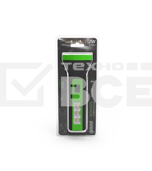 Фонарь ручной GAUSS GFL102 2W 100lm lead acid 250mAh LED