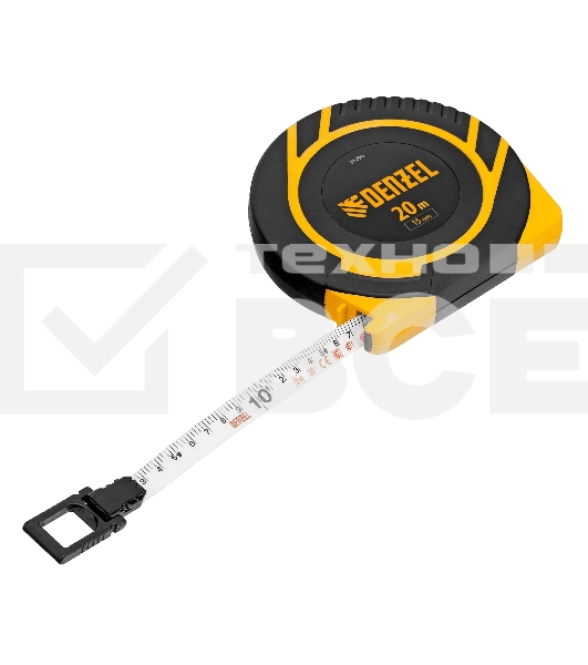 Рулетка геодезическая Denzel 20 м х 15 мм, закрытый корпус, фиберглассовая лента
