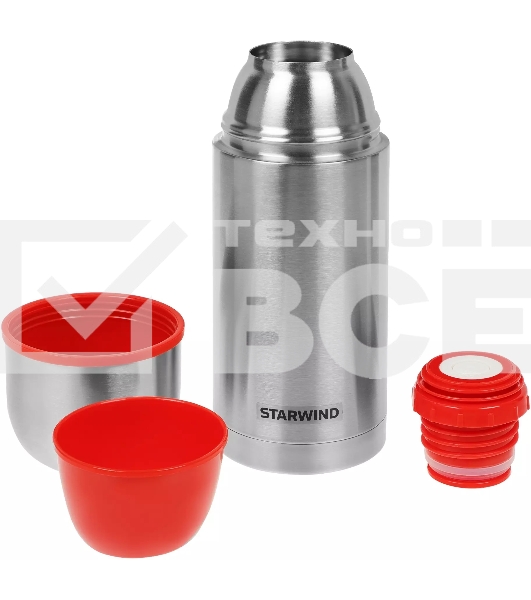 Термос Starwind 20-750 0.75 л. серебристый/красный, картонная коробка