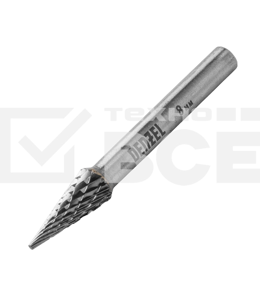 Борфреза по металлу Denzel твердосплавная, коническая, тип-M, 8 мм