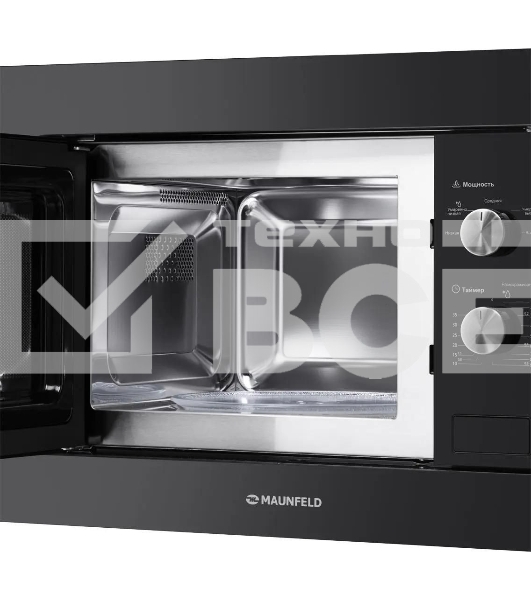 Встраиваемая микроволновая печь Maunfeld MBMO.20.1PGb черный, 20 л, 800 Вт, переключатели - поворотный механизм