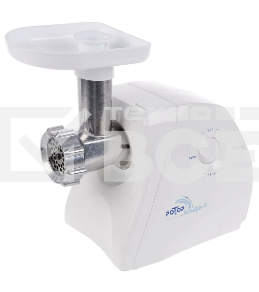 Мясорубка электрическая Ротор Альфа Р ЭМШ 35/250-3 белый, 1500 Вт, 0.58 кг/мин, реверс, защита от перегрузки, насадки - 4