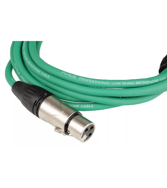 Микрофонный кабель FORCE FMC-05/3 GR XLR (F) -XLR (M), разъемы с никелевым корпусом и посеребренными контактами, 3 м, цвет зелёный