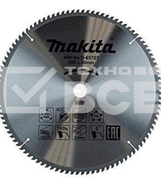 Диск пильный по алюм./дер./плас. Makita D-65707 d=355мм d(посад.)=30мм (циркулярные пилы) (упак.:1шт)