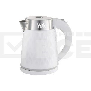 Чайник электрический HOMESTAR HS-1021, 1500Вт 1,7л, нержавейка+пластик, белый, двойной корпус