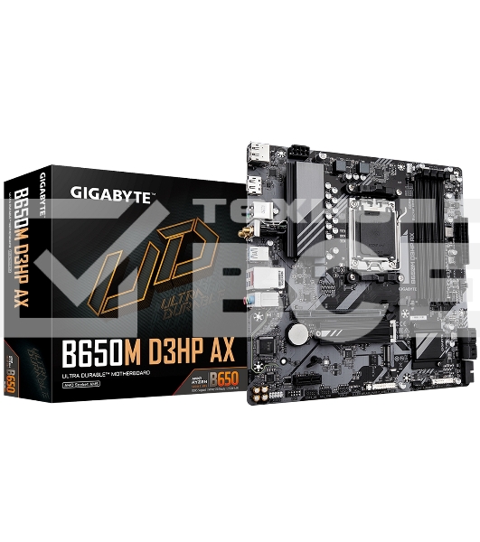 Материнская плата Gigabyte B650M D3HP AX, AM5, AMD B650, 4xDDR5, 4xSATA, 2xM.2, 1xPCI-E 4.0 x16, 1xPCI-E 4.0 x1, 3xUSB-A 3.2 Gen 1, 1xUSB-C 3.2 Gen 2, 1x 2.5Gb LAN, 3x3.5 мм, 7.1, Micro-ATX