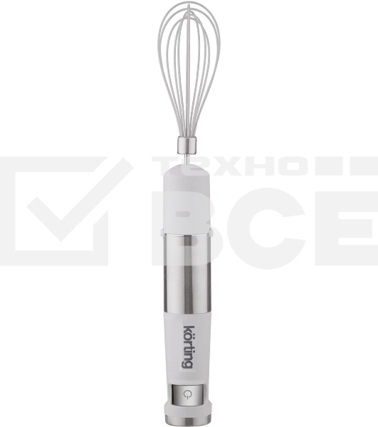 Погружной блендер KORTING KHB 0313 W, беспроводной, мощность 150 Вт, кнопочное управление, 3 насадки (блендер, измельчитель, миксер), 5 скоростей, объем чаши 500 мл, защита двигателя от перегрева/перегрузки, цвет белый