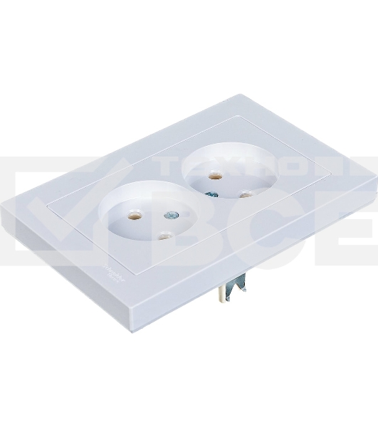 Розетка 2-м AtlasDesign без заземл. 16А в сборе белый SchE ATN000120