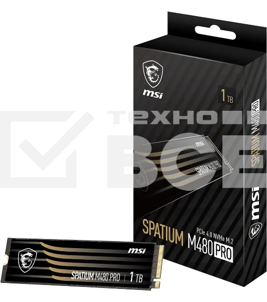 Накопитель SSD MSI SPATIUM M480 PRO, 1000GB, M.2 2280, PCIe 4.0 x4, NVMe, R/W 7400/6000