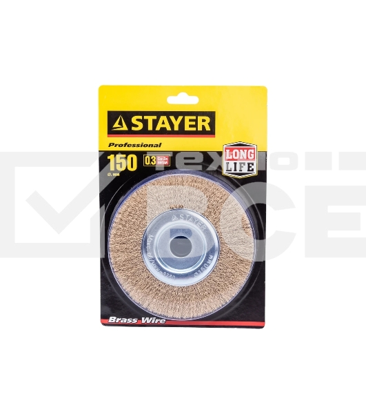 Кордщетка STAYER PROFESSIONAL 35122-150 д/УШМ витая стальная латун.проволока 0.3мм 150мм/22мм