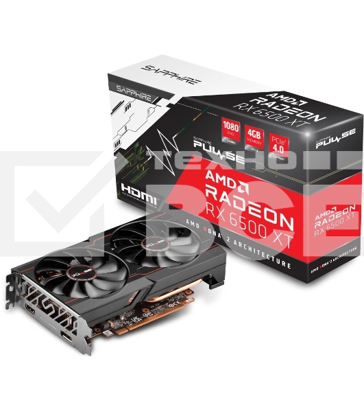 Видеокарта Sapphire RX6500XT Gaming OC Pulse 11314-07-20G AMD Radeon RX 6500XT 4Gb 64bit GDDR6 PCI-E 4.0 2685/18000 HDMIx1 DPx1 HDCP Ret