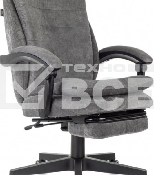 Кресло руководителя Бюрократ T-9950MSG-F Fabric серый Light-19, крестов. пластик, подст. для ног