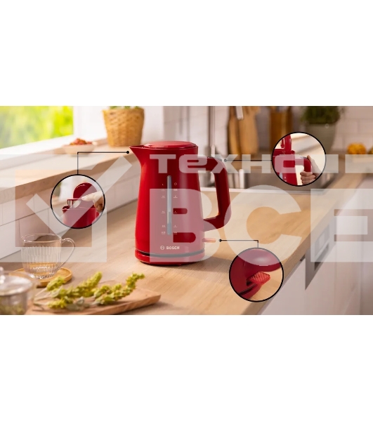 Чайник Bosch TWK3M124 1,7 л, темно-красный