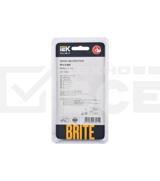 Рамка 2 -местная IEK BRITE РУ-2-2-БрЧ стекло черный