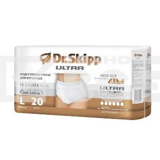 Подгузники-трусы для взрослых Dr.Skipp Ultra, р-р L (100-140 см), 20 шт., 8094