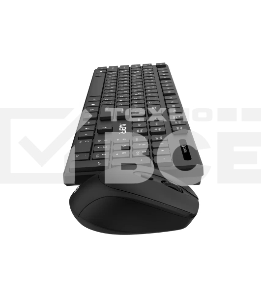 Клавиатура и мышь ABR KW814 черный, интерфейс USB, беспроводной, 2.4G, RU/EN