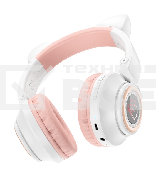 Беспроводные/проводные наушники Borofone BO18 белый, накладные, Bluetooth + проводной, складная конструкция, до 7 ч