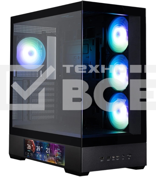 Компьютерный корпус ZALMAN P40 DS, ATX, черный, WINDOW, 9.1-inch LCD screen, 2xCombo(2.5” or 3.5”), 1x2.5”, 1xUSB TYPE-C, 2xUSB 3.0, SIDE 3x120мм ARGb, REAR 1x120мм ARGb