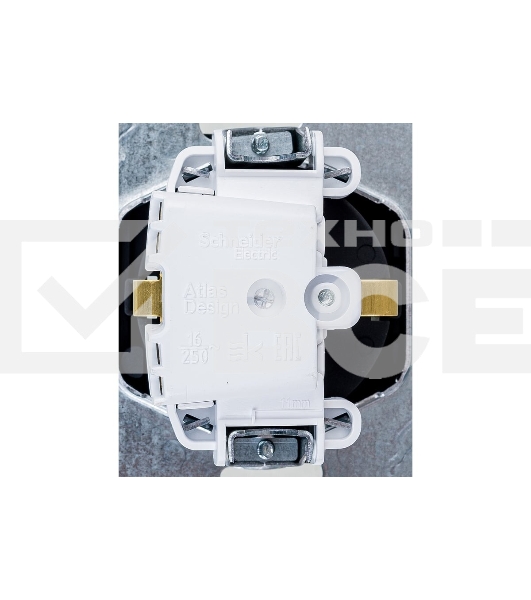 Механизм розетки 1-м СП AtlasDesign Aqua 16А IP44 с заземл. защ. шторки с прозрачной крышкой карбон SchE ATN441046