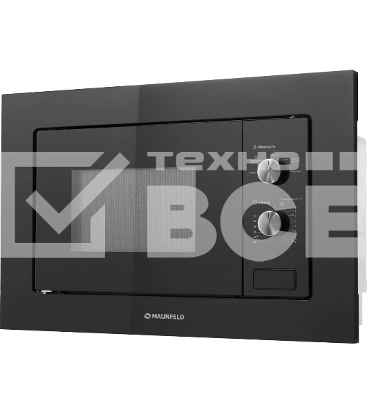 Встраиваемая микроволновая печь Maunfeld MBMO.20.1PGb черный, 20 л, 800 Вт, переключатели - поворотный механизм