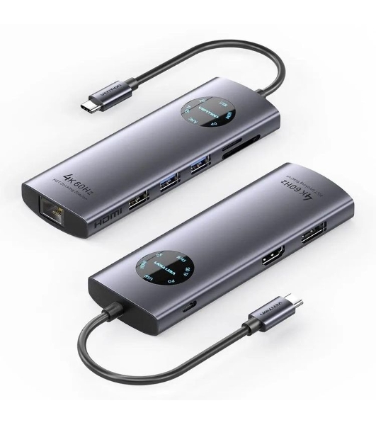 USB-концентратор Vention TQUHB, USB Type-C, USB 2.0/HDMI/RJ-45/SD/USB 3.0, USB Type-C