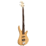 Бас-гитара STAGG SBF-40 FL NAT 4-х струнная форма Fusion, безладовая, корпус массив ясеня, гриф твердый клен, накладка грифа палисандр, мензура 867 мм, колки литые, звукосниматели 1xJB, 1xMM, регуляторы 2x громкости, 1x тона, цвет натуральный, фото6
