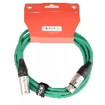 Микрофонный кабель FORCE FMC-05/3 GR XLR (F) -XLR (M), разъемы с никелевым корпусом и посеребренными контактами, 3 м, цвет зелёный, фото 1