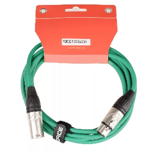 Микрофонный кабель FORCE FMC-05/3 GR XLR (F) -XLR (M), разъемы с никелевым корпусом и посеребренными контактами, 3 м, цвет зелёный