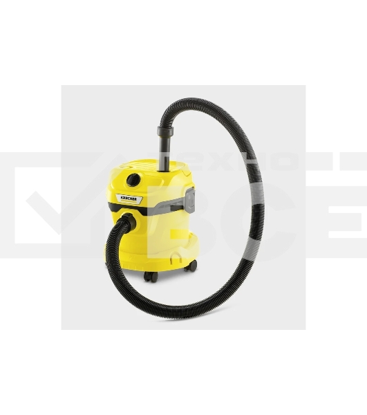 Строительный пылесос Karcher WD 2 Plus V-12/4/18 желтый, 1000 Вт, уборка сухая/сбор воды, пылесборник мешок/контейнер, 12 л