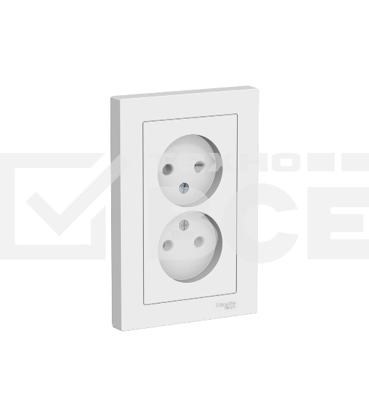 Розетка 2-м AtlasDesign без заземл. 16А в сборе белый SchE ATN000120