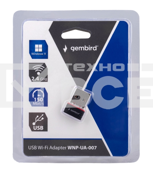 Сетевой микро адаптер WiFi Gembird 150 Мбит, USB, 802.11b/g/n