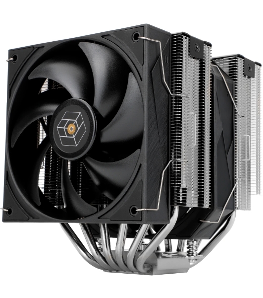 Кулер для процессора Thermalright Royal Pretor 130 (4-pin PWM, 158мм, Ni/Cu, 6x6мм, 1x120+1x130мм, 80.45CFM/81.88CFM, 29.4dBA/28.3dBA, 2150PM/1750RPM, S: 1200, 1700, 1851, 2011, 2066, 115X, AM4, AM5, silver, black)