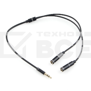 Кабель аудио разветвитель Cablexpert CCAB-02-35MY-0.2MB. 3.5 джек (M)/2х 3.5 джек (F), черный, 0.2м, блистер