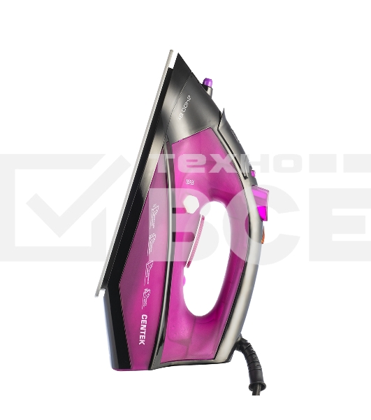 Утюг Centek CT-2355 фиолетовый, 2500 Вт, 45 г/мин, 160 г/мин, 270 мл