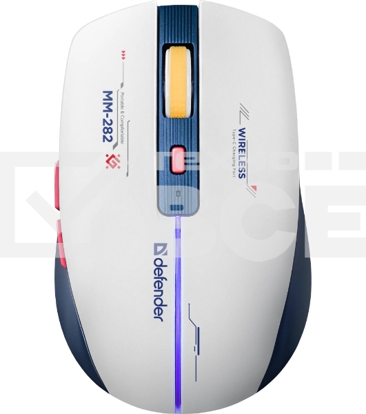 Мышь беспроводная Defender Dila MM-282 белый/синий, 1800 dpi, радиоканал, USB, кнопки - 6