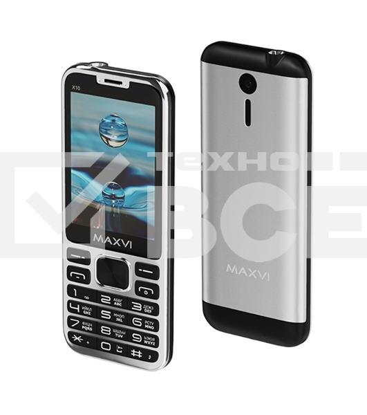 Мобильный телефон Maxvi X10 серебристый металлик