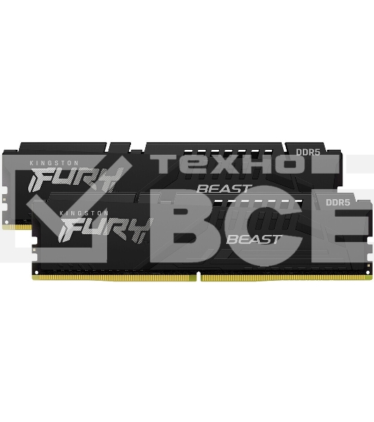 Оперативная память Kingston Fury Beast, DDR5, 32GB (2x16GB), 5600MHz, CL36, с радиаторами, черный