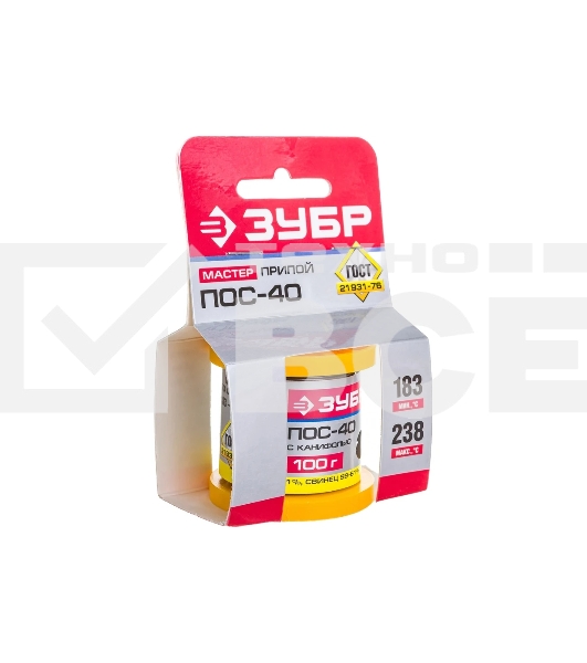Припой Зубр 55451-100-10C ПОС 40 трубка с канифолью 100г 1мм