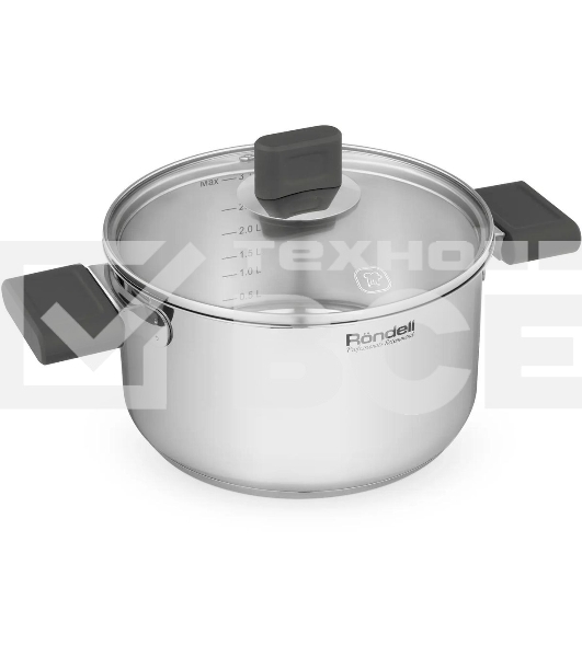 Кастрюля Rondell Quadro RDS-1596, 3.1л, 20 см, с крышкой, стальной