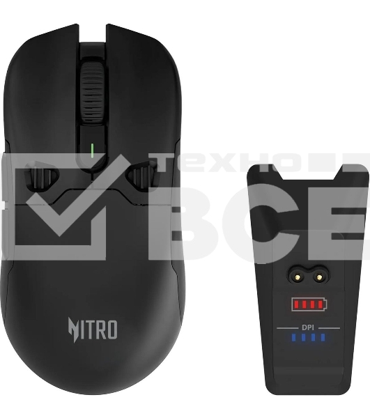 Мышь беспроводная Acer Nitro OMR404 черный, 6400 dpi, радиоканал, Bluetooth, USB, кнопки - 6