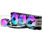 Система жидкостного охлаждения Water Cooling System Geometric Future Eskimo Pro 360 (240W, 360мм, ARGb, черный Fans: 3x120мм, 80.81CFM, 34.2dBA, 2000RPM/Pump height 54мм, 3200RPM, Rad thickness 27мм/S: 1851, 1700, 1200, 115X, 2011, 2066, AM5, AM4), фото7